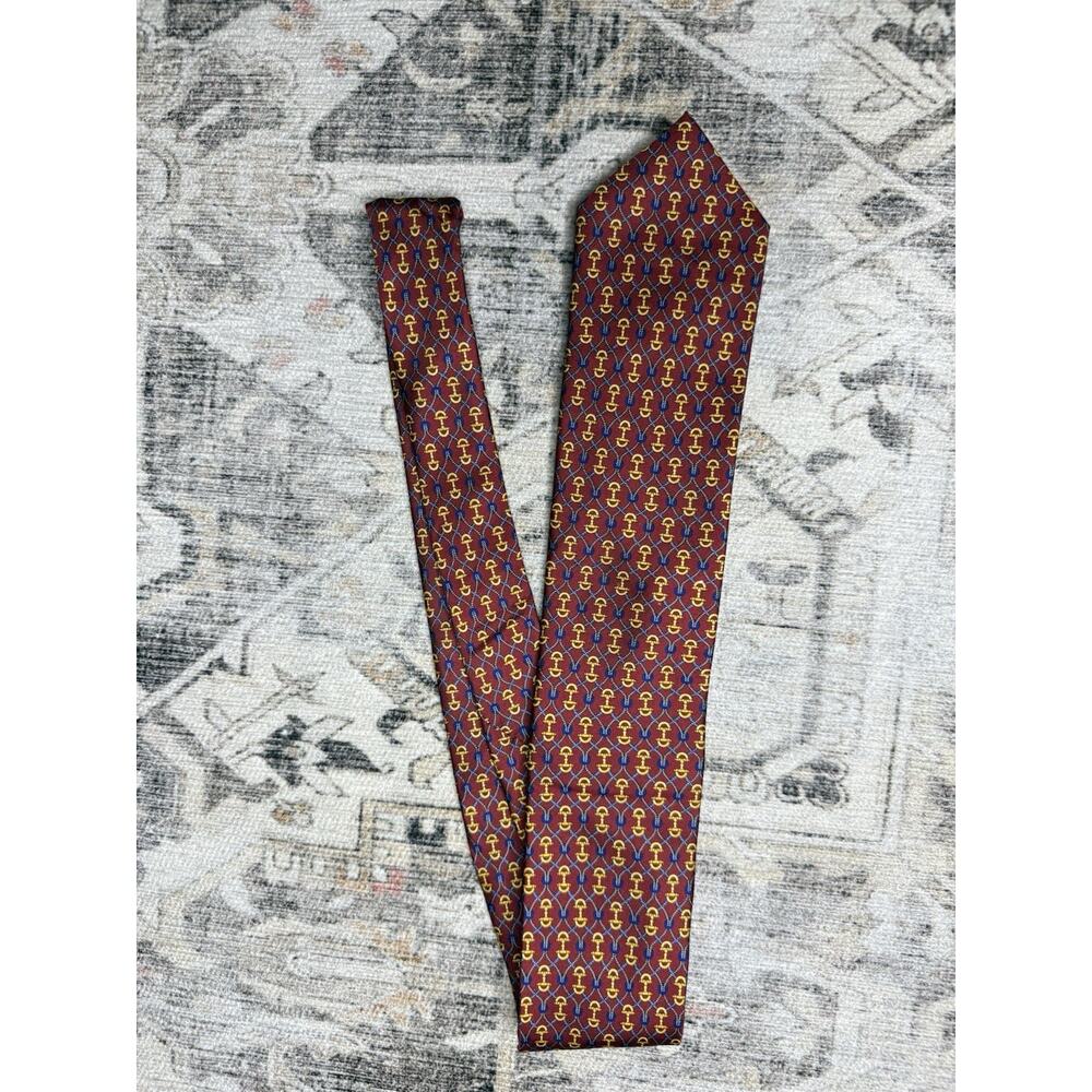 Rare Bellagio Seta Como Italian Silk Tie Red Horsebit Print Handcrafted Italy